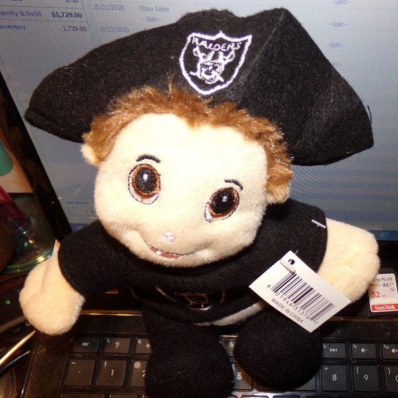 NFL Raiders Vegas Oakland LA 9" plush bean mascot - Picture 2 of 4